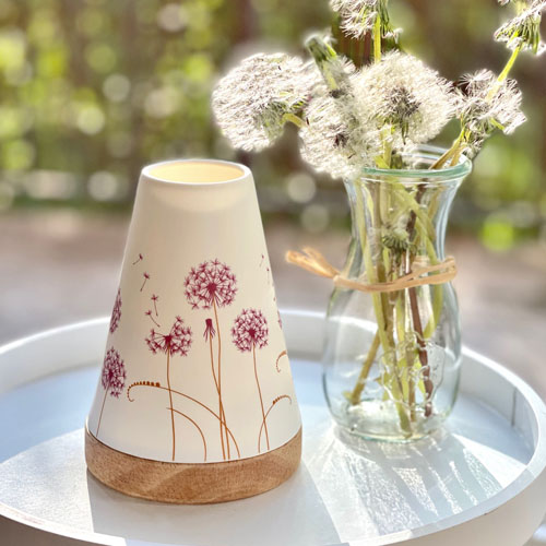 Vintage Windlicht Pusteblume rot