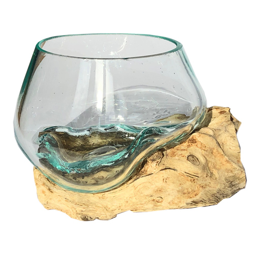 Glasschale auf Wurzelholz, Ø10 cm