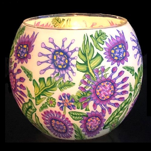 Windlicht Leuchtglas Flockenblume