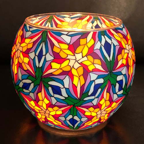 Windlicht Leuchtglas Mosaik Blume 