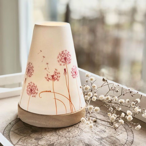Vintage Windlicht Pusteblume rot
