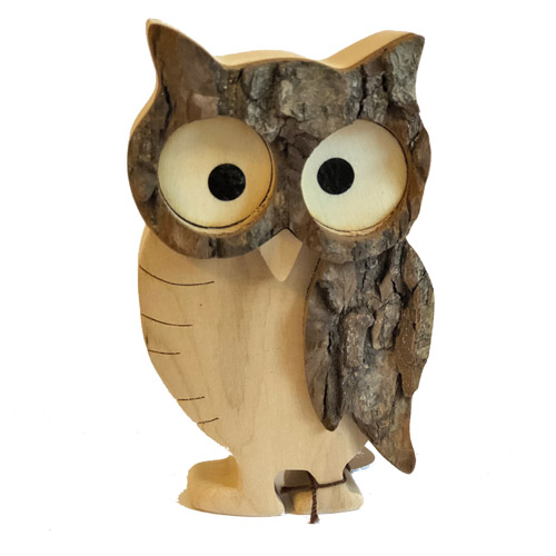Eule aus Laubholz - groß 11 cm