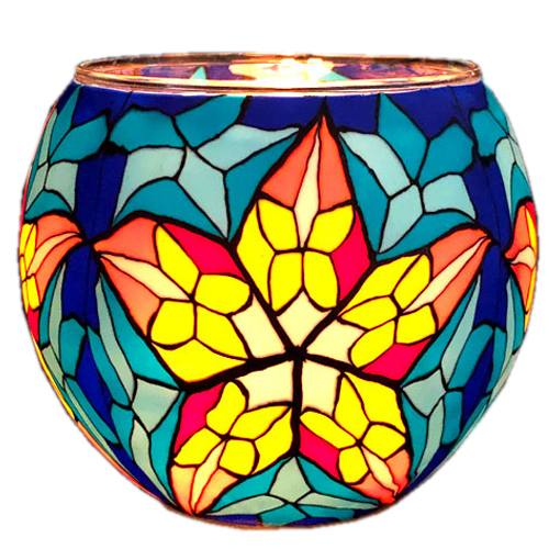 Windlicht Leuchtglas Mosaik Blume groß