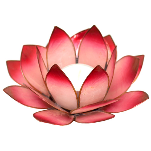 Windlicht Lotusblüte rot