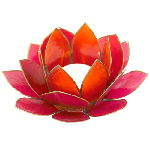 Windlicht Lotusblüte pink-rot-orange