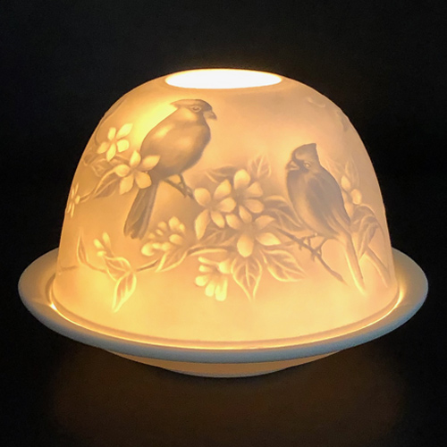 Starlight Porzellan-Windlicht Vögel auf Blütenzweig II