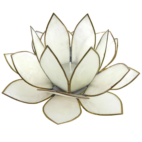 Windlicht Lotusblüte weiß